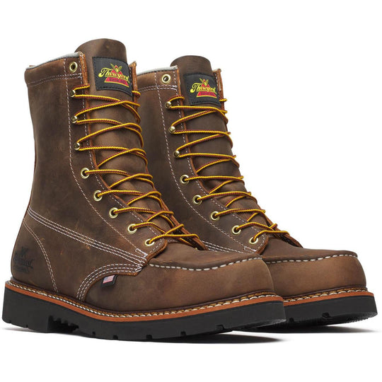 Thorogood Men's American Heritage 8" Moc Toe BLK 90 Work Boot - Brown - 804-4398 - Overlook Boots