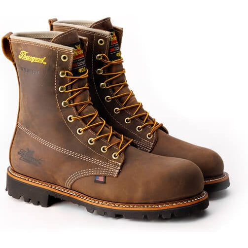 Thorogood Men's American Heritage 8" Comp Toe WP Work Boot -Crazyhorse- 804-4520 7 / Medium / Brown - Overlook Boots