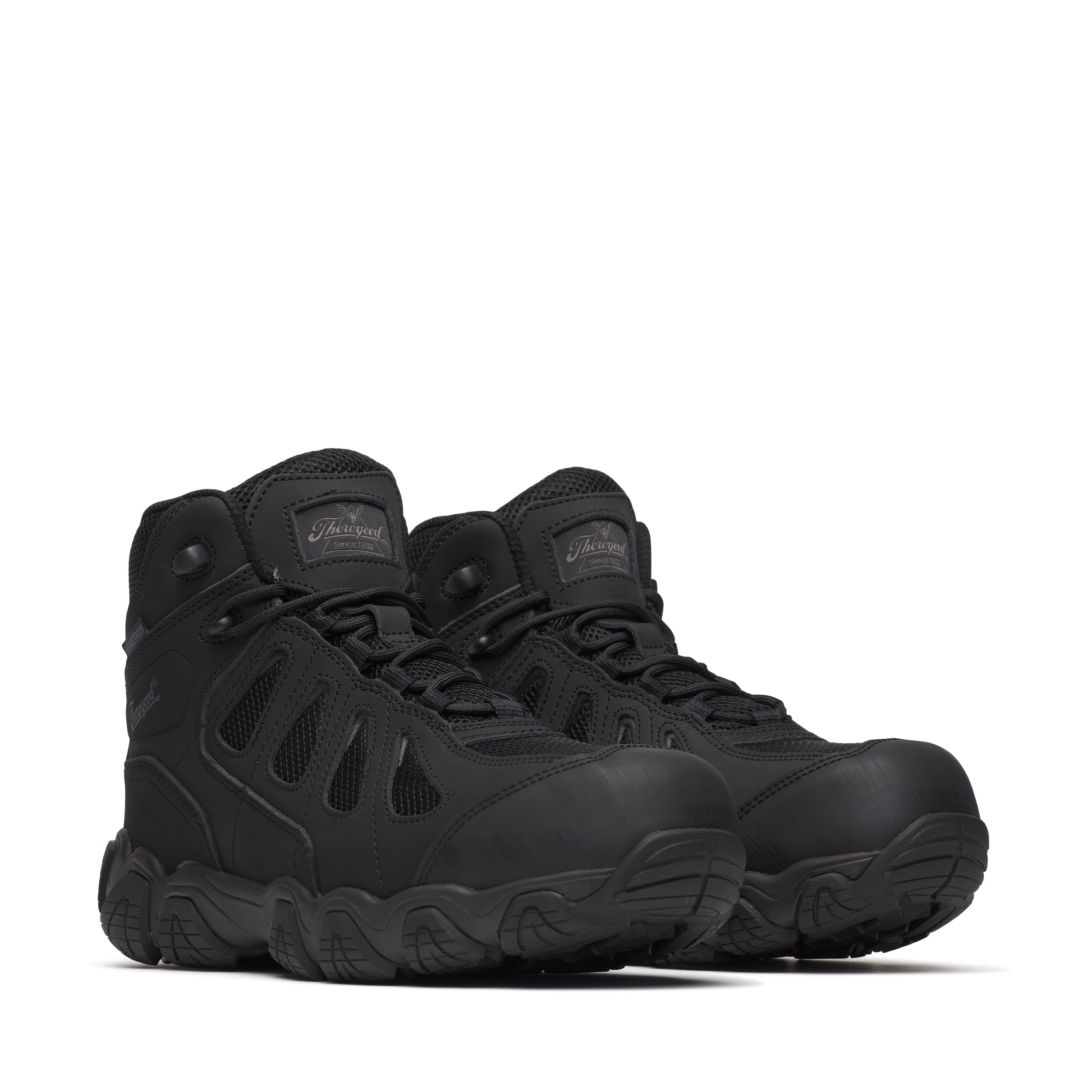 Thorogood Men's Crosstrex Mid Cut Safety Toe Waterproof Work Boot - 804-6494 8.0 / Medium / Black - Overlook Boots