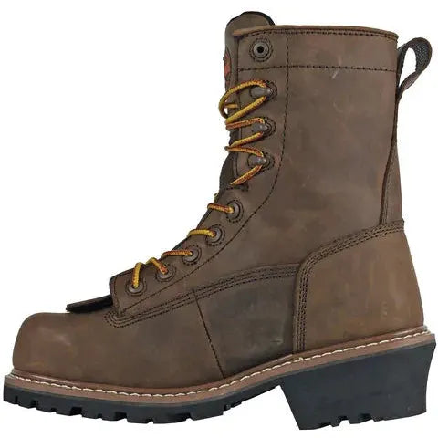 Hoss Men's Cross Cut Kiltie 8" Comp Toe Waterproof Logger Work Boot- Brown- 80715 - Overlook Boots