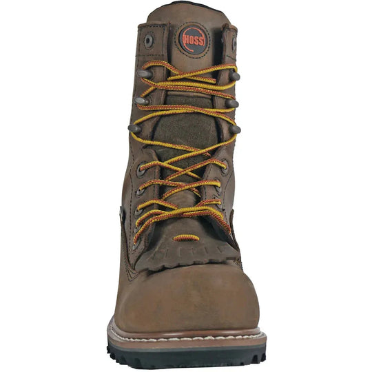 Hoss Men's Cross Cut Kiltie 8" Comp Toe Waterproof Logger Work Boot- Brown- 80715 - Overlook Boots