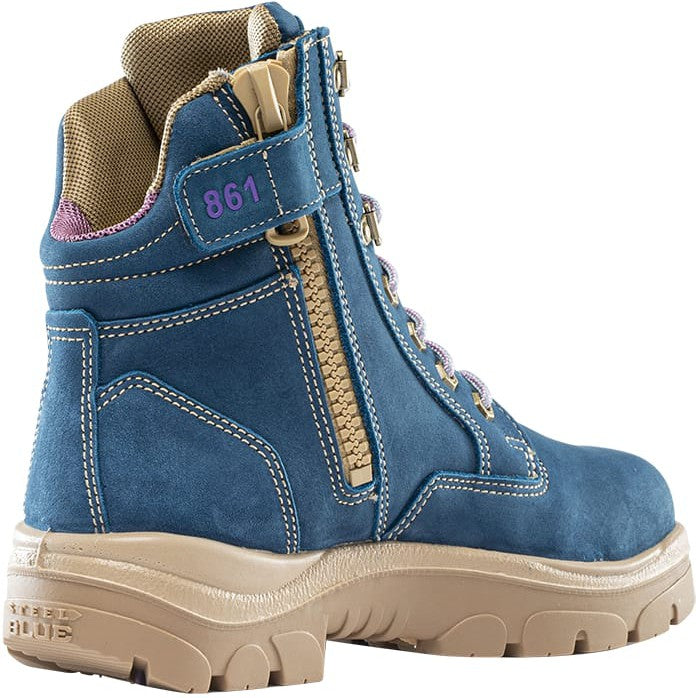 Steel Blue Women's Cross 6" Steel Toe Waterproof Side Zipper Work Boot -Blue- 812861 - Overlook Boots