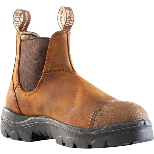 Steel Blue Men's Hobart Scuff Steel Toe Slip Resistant Work Boot -Brown- 812967 - Overlook Boots