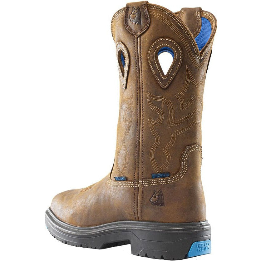 Steel Blue Men's Heeler Met Steel Toe Waterproof Western Work Boot -Brown- 813904 - Overlook Boots