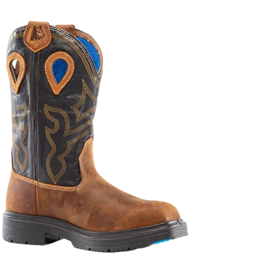 Steel Blue Men's Blue Heeler Steel Toe WP Western Work Boot- Black- 813945 7 / Medium / Black/Brown - Overlook Boots