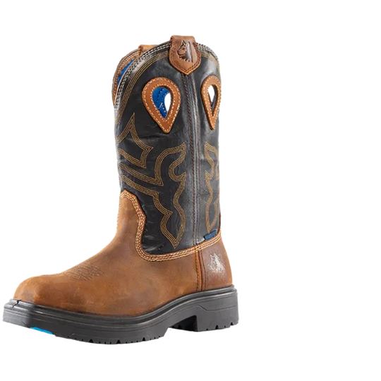 Steel Blue Men's Blue Heeler Steel Toe WP Western Work Boot- Black- 813945 - Overlook Boots
