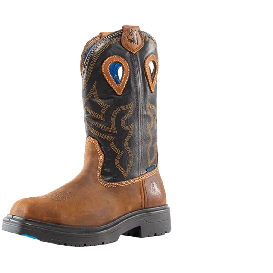 Steel Blue Men's Blue Heeler Square Toe WP Western Work Boot- Brown- 813945 - Overlook Boots