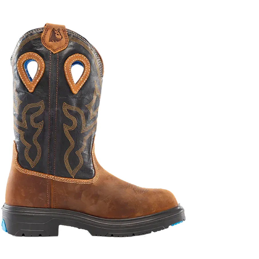 Steel Blue Men's Blue Heeler Square Toe WP Western Work Boot- Brown- 813945 - Overlook Boots