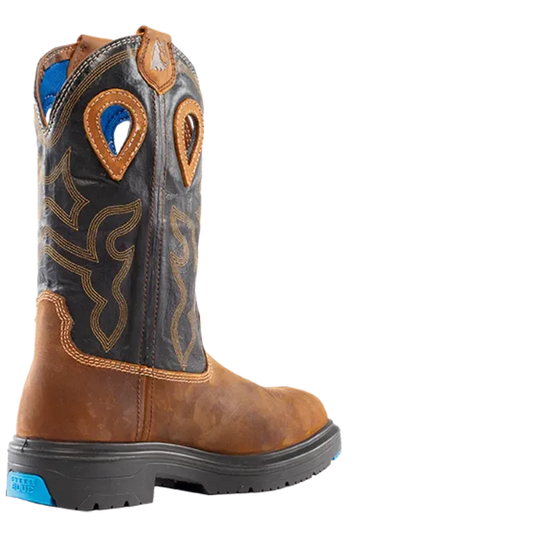 Steel Blue Men's Blue Heeler Steel Toe WP Western Work Boot- Black- 813945 - Overlook Boots