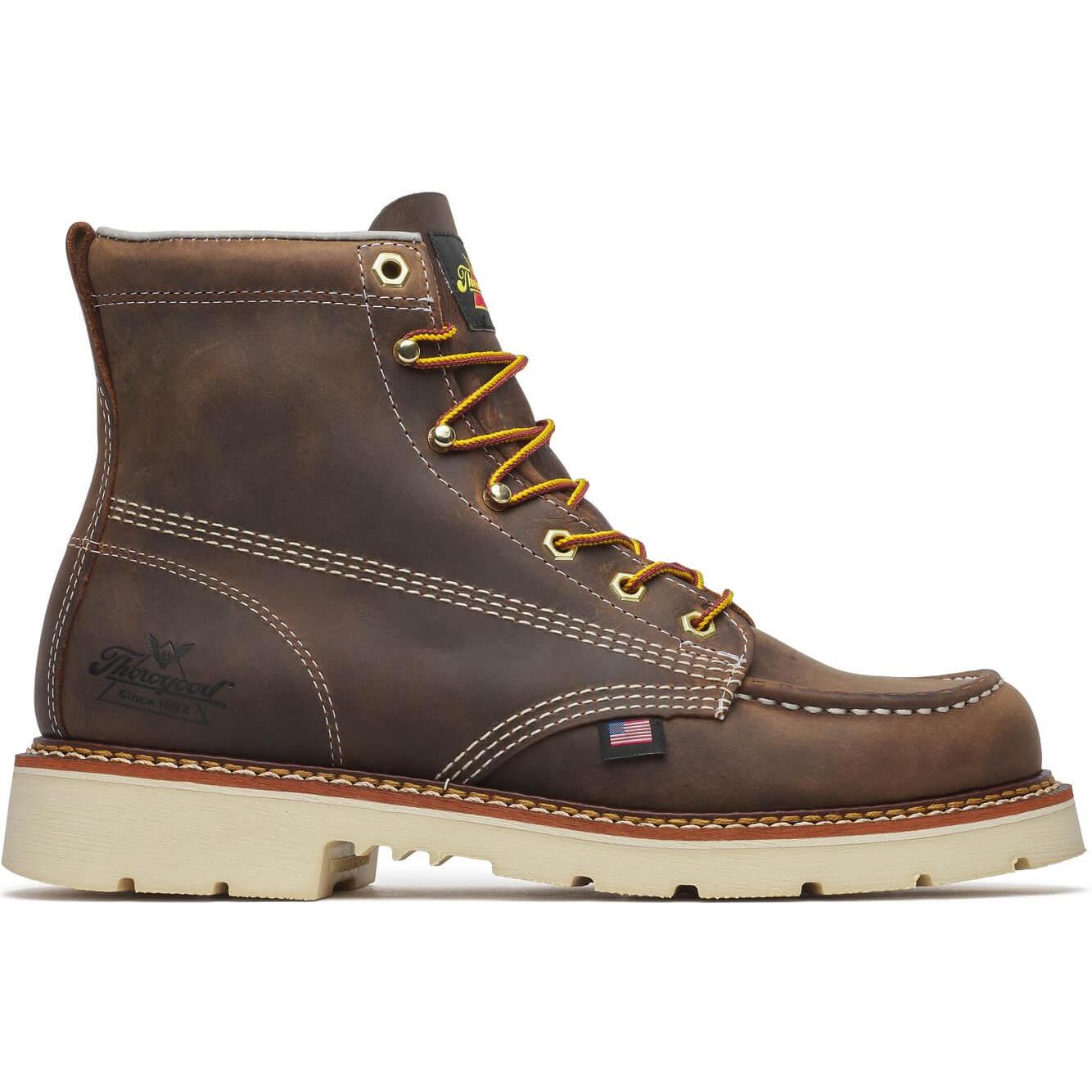 Thorogood Men's American Heritage 6" Moc Toe 90 Work Boot - Brown - 814-4375 7 / Medium / Brown - Overlook Boots
