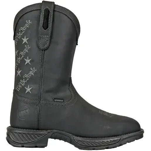 Hoss Men's We The People 8" Comp Toe Waterproof Pull On Western Work Boot- Black- 90123 6 / Medium / Black - Overlook Boots