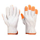 Portwest Leather Driver 100 Goat Orange Tip Gloves (12pk) - White - A261 M - Overlook Boots
