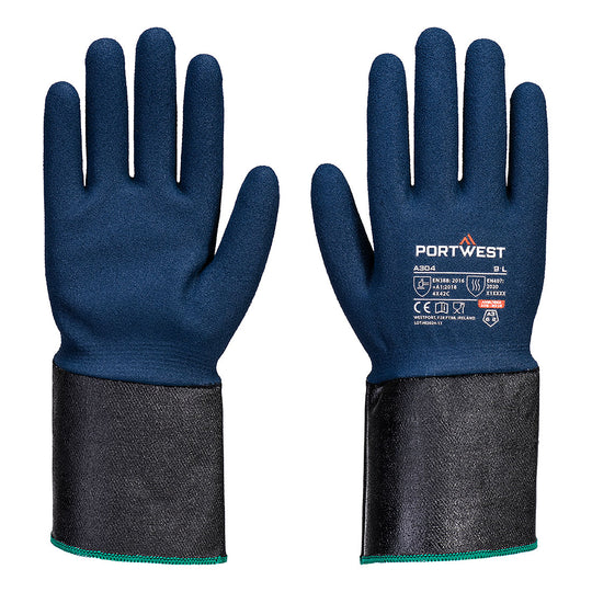 Portwest Grip C13 Nitrile Foam Extend Cuff Glove A3 - Gray/Blue - 12 Pack - A304 XS - Overlook Boots