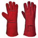 Portwest Welders 210 Split Leather Red Gauntlet - Red - 12 Pack - A500 M - Overlook Boots