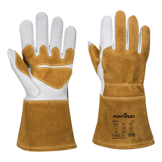 Portwest Ultra Welding Gauntlet - Brown - 12 Pack - A540 - Overlook Boots