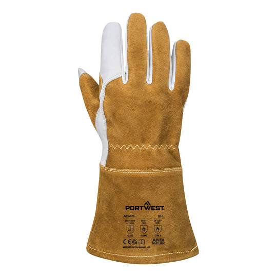 Portwest Ultra Welding Gauntlet - Brown - 12 Pack - A540 Large - Overlook Boots
