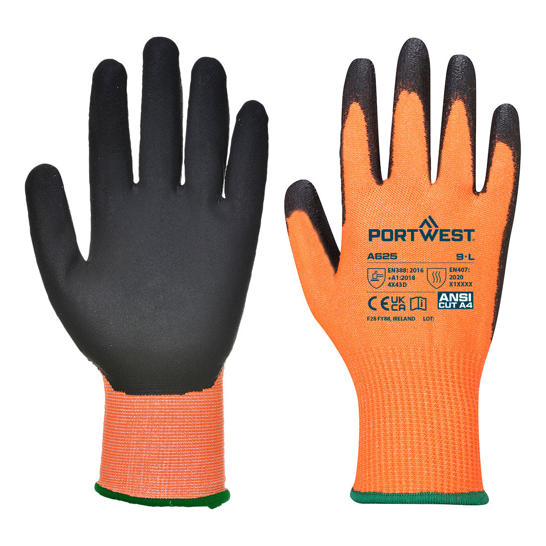 Portwest Vis-Tex Cut Resistant Glove - Orange- A625 Medium / Orange - Overlook Boots