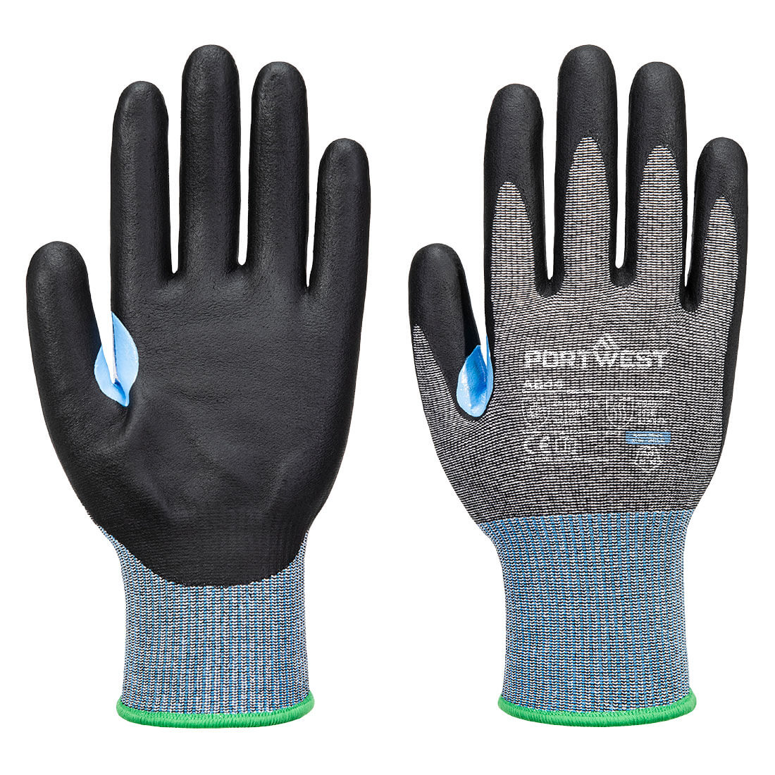 Portwest CS Cut D15 Nitrile Glove A4 - Gray/Black - 12 Pack - A644 XS - Overlook Boots
