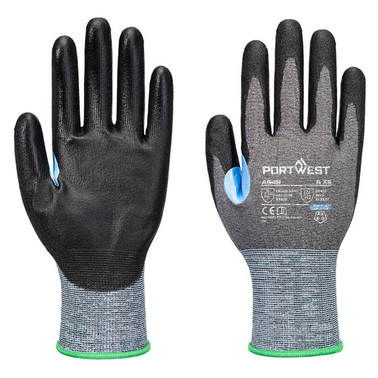 Portwest CS Cut D21 PU Glove A4 - Gray/Black - 12 Pack - A649 XS - Overlook Boots