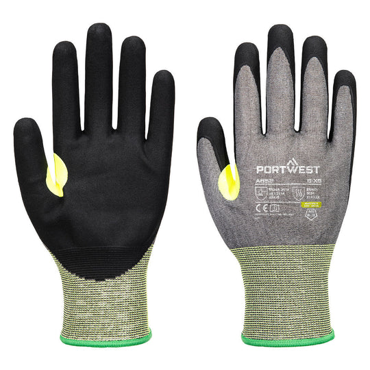 Portwest CS Cut E21 Nitrile Glove A5 - Gray/Black - 12 Pack - A652 XS - Overlook Boots