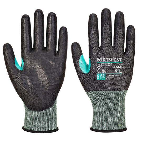 Portwest CS Cut E18 PU Glove A5 - Black - 12 Pack - A660 XS - Overlook Boots