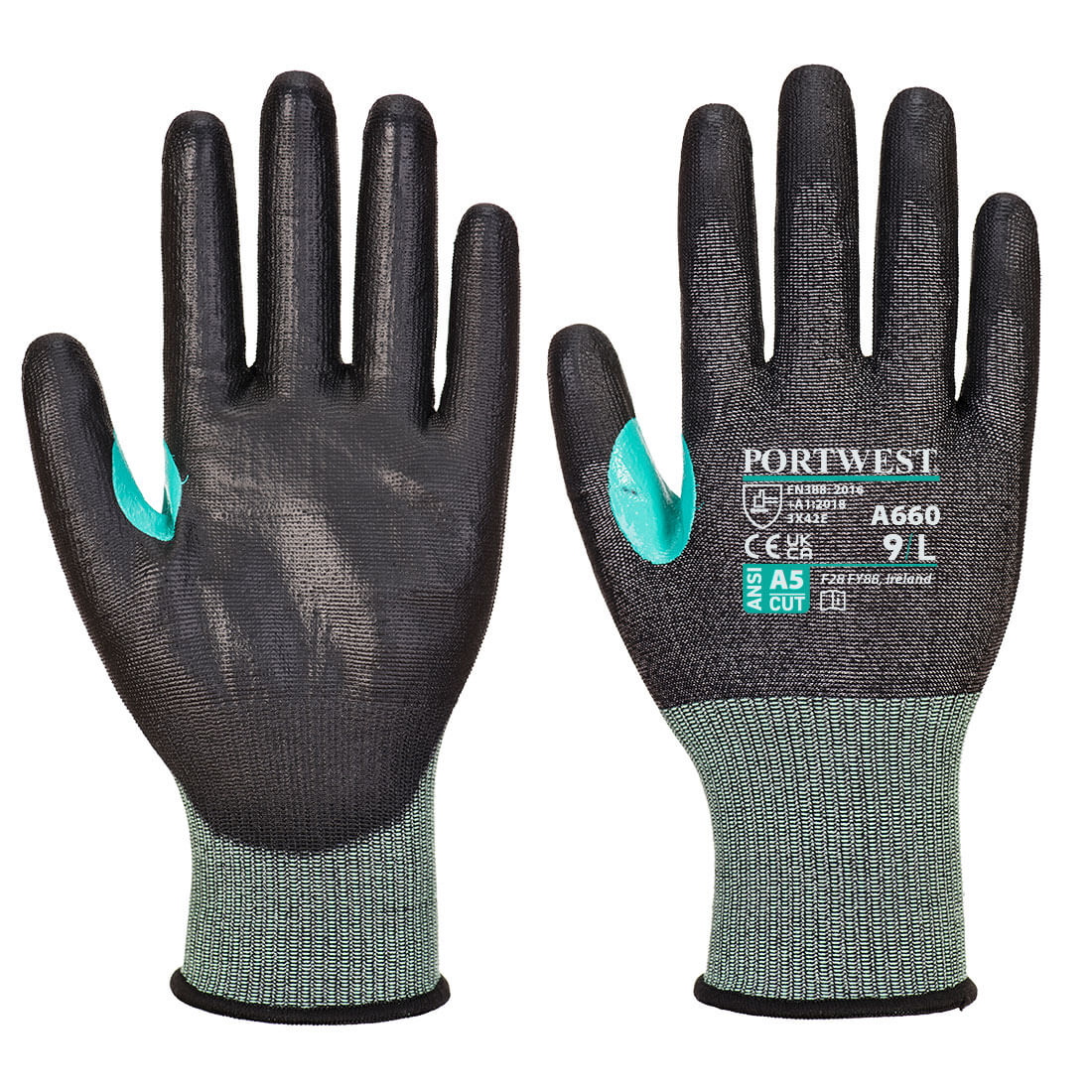 Portwest CS Cut E18 PU Glove A5 - Black - 12 Pack - A660 XS - Overlook Boots