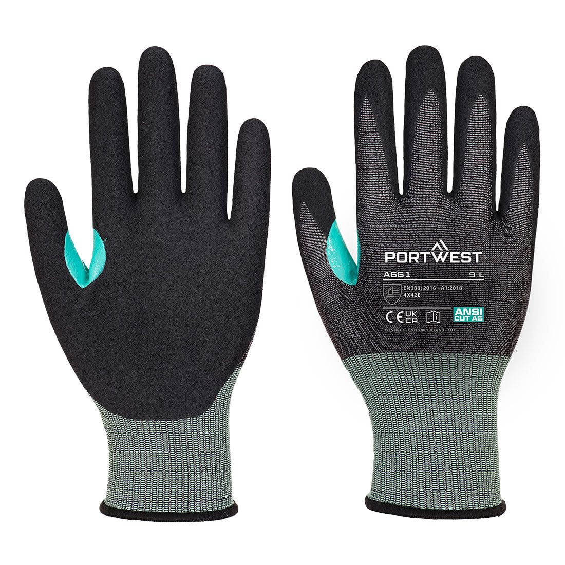 Portwest CS Cut E18 Nitrile Glove A5 - Black - 12 Pack - A661 XS - Overlook Boots