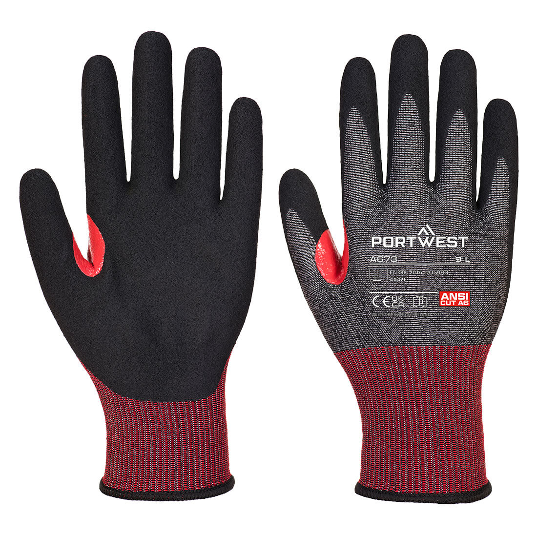 Portwest CS Cut F18 Nitrile Glove A6 - Black - 12 Pack - A673 XS - Overlook Boots