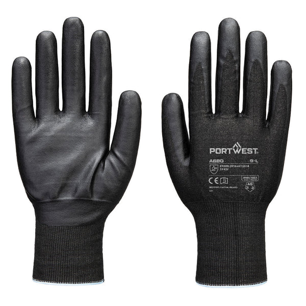 Portwest Cut F21 Nitrile Tungsten A9 Glove - Black - 12 Pack - A680