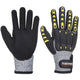 Portwest Impact C13 Nitrile Sandy Reinforced Palm Glove A4 - Gray/Black - 12 Pack - A722 S - Overlook Boots