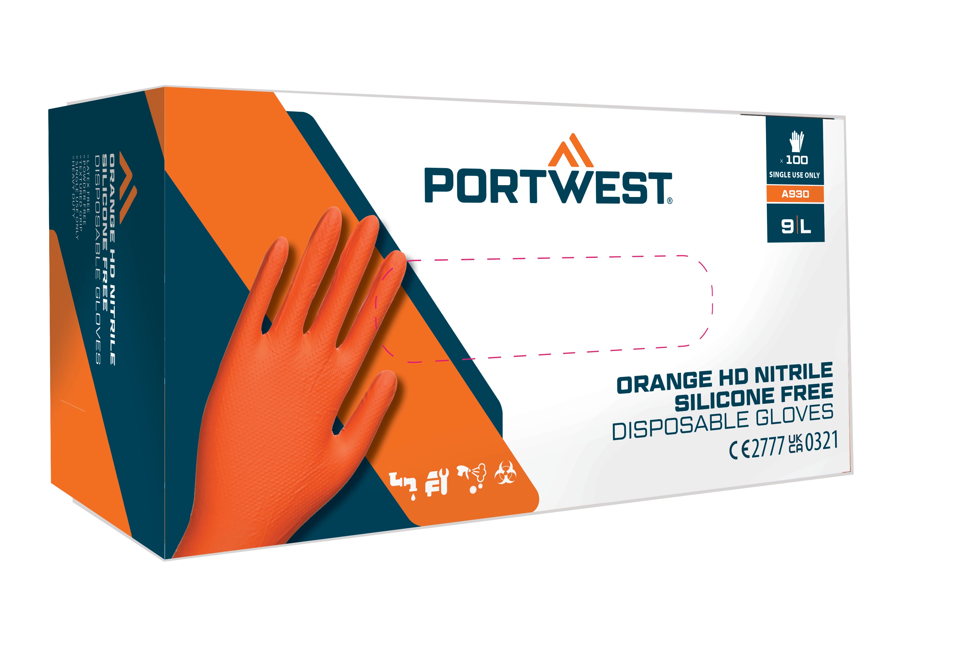Portwest Portwest Orange HD Disposable Gloves - Orange - 12 Boxes- A930 S - Overlook Boots