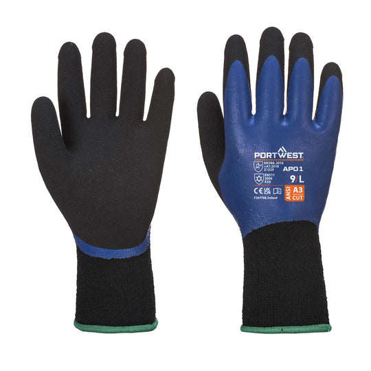 Portwest Cold 13 Latex Aqua Glove - Blue/Black - 12 Pack - AP01 S - Overlook Boots