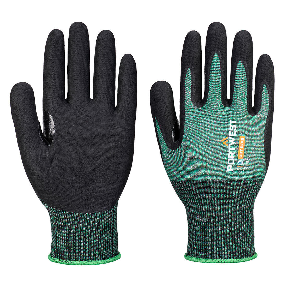 Portwest SG Cut B18 Nitrile Glove (Pk12) - Green/Black - AP15 S - Overlook Boots