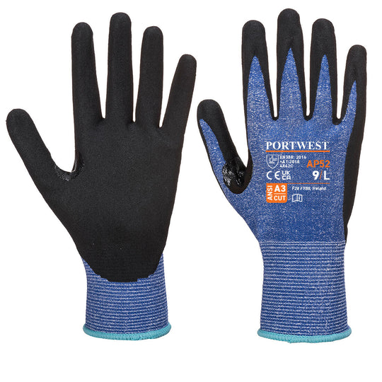 Portwest Cut C13 Dexti Ultra Nitrile Glove A3 - Blue/Black - 12 Pack - AP52 S - Overlook Boots