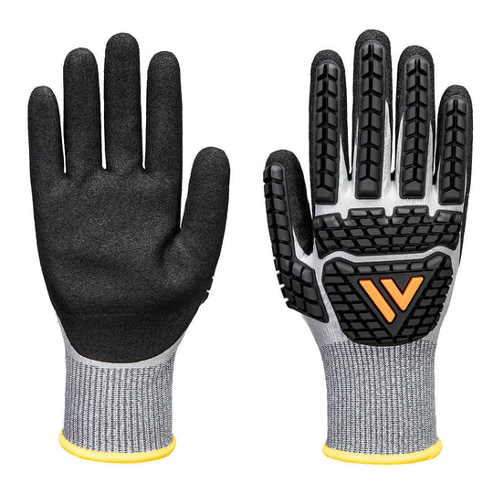 Portwest Impact F13 Nitrile Foam TPR Waterproof Glove A6 - Gray/Black - 12 Pack - AP54 XS - Overlook Boots