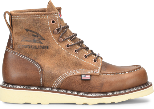 Carolina Men's Roughout Amp 6" Steel Toe USA Made Work Boot - Brown - CA7568 8.0 / Medium / Brown - Overlook Boots