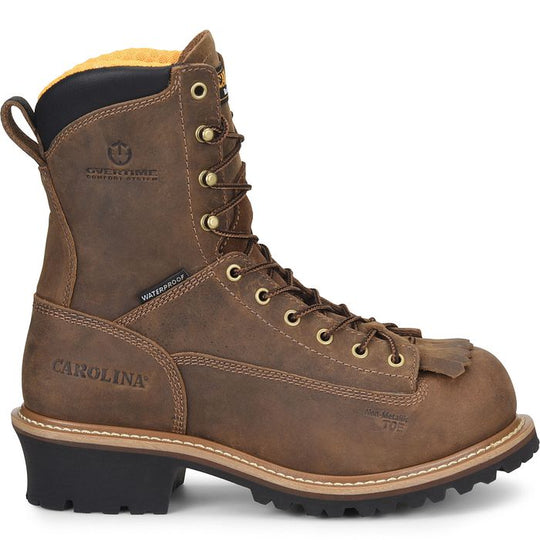 Carolina Men’s Driller 8” Composite Toe Waterproof Logger Work Boot – Brown (CA9828) - Overlook Boots