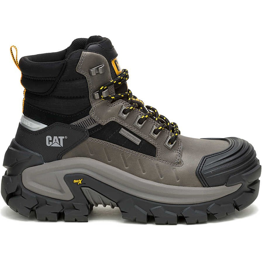 Cat Men's Invader Mid Vent Composite Toe Waterproof Slip Resistant Work Boot -Black- P91756 - Overlook Boots