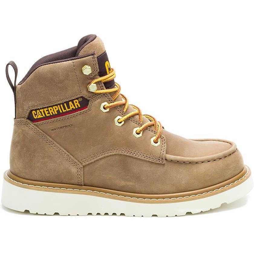 Cat Women's Reclaimer Soft Toe Waterproof Wedge Work Boot - Sand - P51100 - Overlook Boots