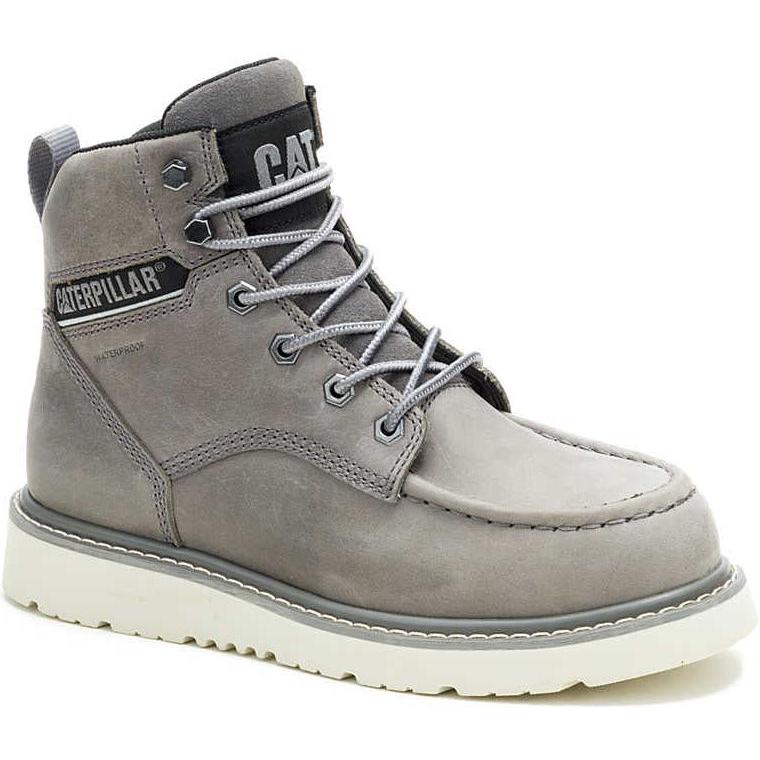 Cat Women's Reclaimer Steel Toe Waterproof Wedge Work Boot - Grey- P91837 5 / Medium / Frost Grey - Overlook Boots