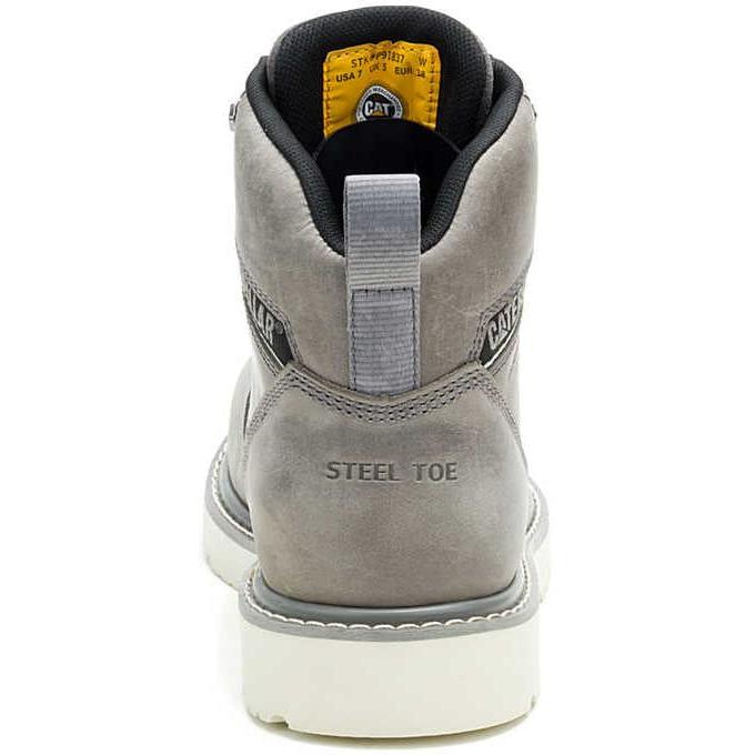 Cat Women's Reclaimer Steel Toe Waterproof Wedge Work Boot - Grey- P91837 - Overlook Boots