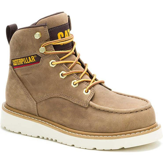 Cat Women's Reclaimer Steel Toe Waterproof Wedge Work Boot - Sand - P91838 5 / Medium / Sand - Overlook Boots
