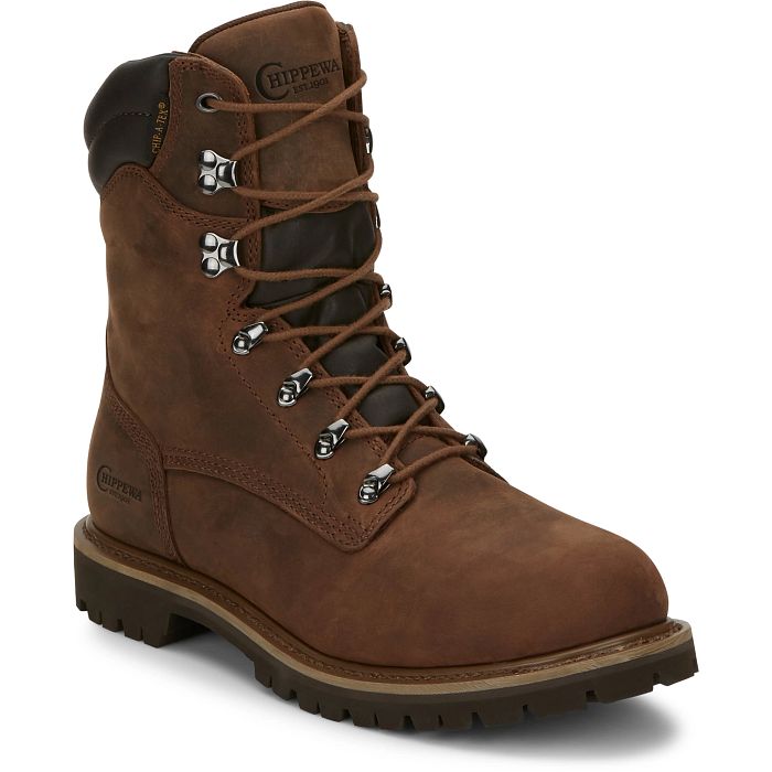 Chippewa Men's Birkhead 8" Soft Toe WP 400G Ins Lace-Up Work Boot - 55068 8 / Medium / Brown - Overlook Boots