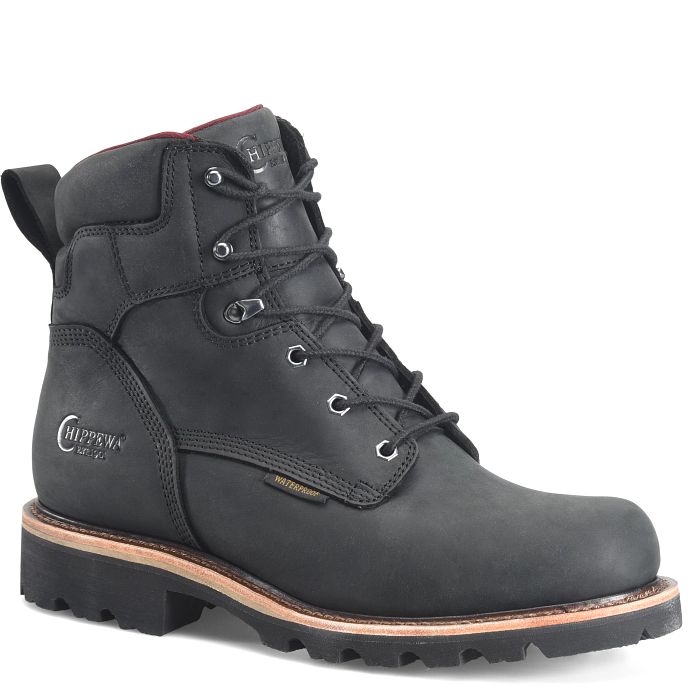 Chippewa Men's Super DNA 6" Soft Toe WP Lace Up Work Boot - Charcoal - 59200 8 / Wide / Black - Overlook Boots
