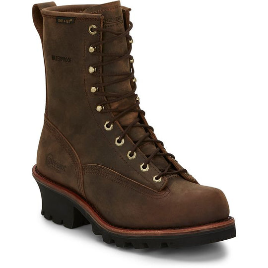 Chippewa Men's Paladin 8" Soft Toe Waterproof Logger Work Boot- Brown - 73100 6 / Medium / Brown - Overlook Boots