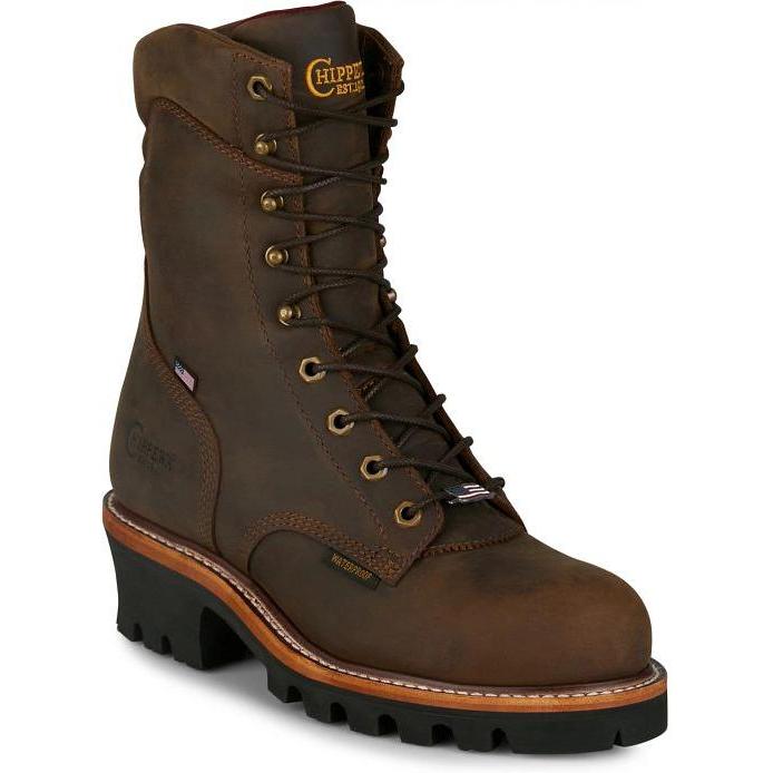 Chippewa Men's Super Logger 9" Steel Toe Waterproof USA Made Work Boot- Brown- SL5407 - Overlook Boots