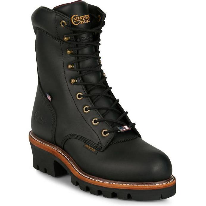 Chippewa Men's Super Logger 9" Steel Toe WP 400G Work Boot- Black- 5L5410 7 / Medium / Black - Overlook Boots