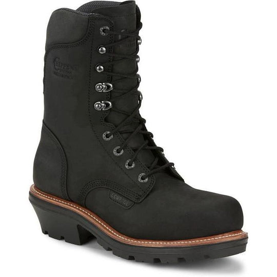Chippewa Men's Thunderstruck 9" Comp Toe Waterproof Logger Work Boot- Black- TH1020 8 / Medium / Black - Overlook Boots