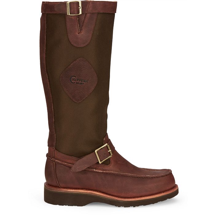 Chippewa Men's Cutter 17" Moc Toe Pull-On Snake Hunt Boot Brown- 23923  - Overlook Boots