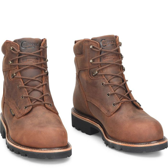 Chippewa Men's Super DNA 6" Soft Toe WP 400G Work Boot - Walnut - 59206 - Overlook Boots